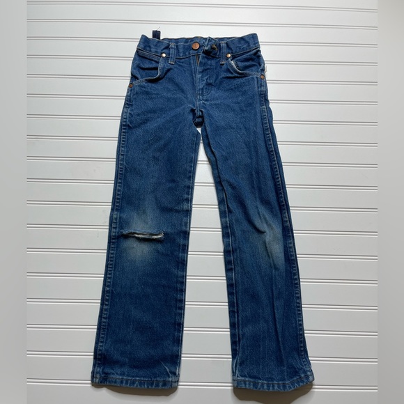 Wrangler kids size 8 slim blue jeans 100% cotton - Picture 2 of 6
